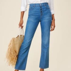 New Reformation Cynthia Button Fly High Rise Straight Jeans